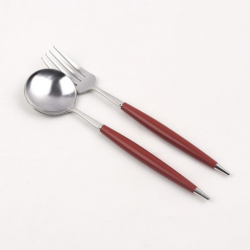 보겐 몽블랑 큐티 커트러리 디저트 스푼 포크 세트, 레드, 스푼 + 포크, 1세트