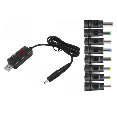 오토크루 5V to 9V / 12V 승압 전원 컨버터 USB 케이블 + DC젠더 8종 세트 AC-TL84, 1세트