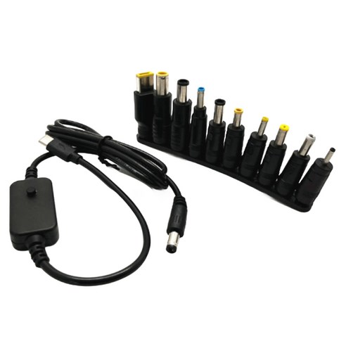 오토크루 C type PD to DC 변환 케이블 젠더 10종 세트 65W, 블랙, 120cm, 1세트