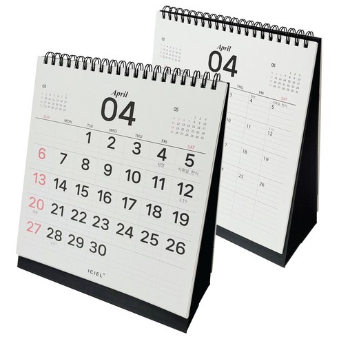 아이씨엘디자인 2025 클로버 데스크 캘린더, 블랙, 2개