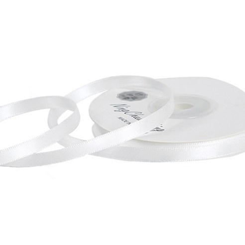 길그리 얇은 6mm 공단 선물 포장 리본, 20 미색, 1개, 18m