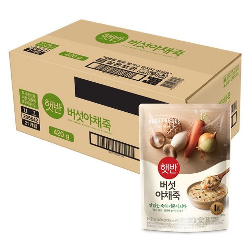 비비고 버섯야채죽, 420g, 21개