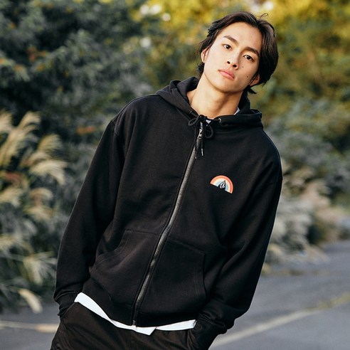 VOLCOM 레인보우 오버핏 기모 후드 집업 VA214TR002