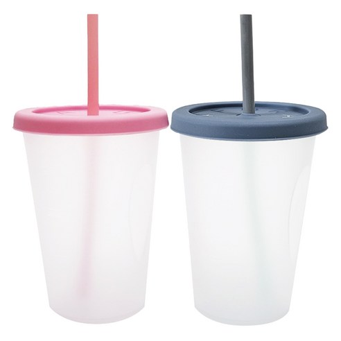 아가프라 심쿵빨대컵 400ml 2p 세트, 1세트, 블루 + 핑크
