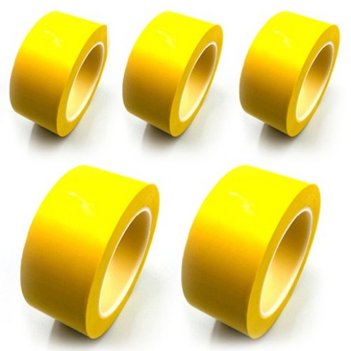 소유티앤이 PVC 바닥 라인테이프 주차 현장 구획 표시 50mm x 30M 노랑, 5개