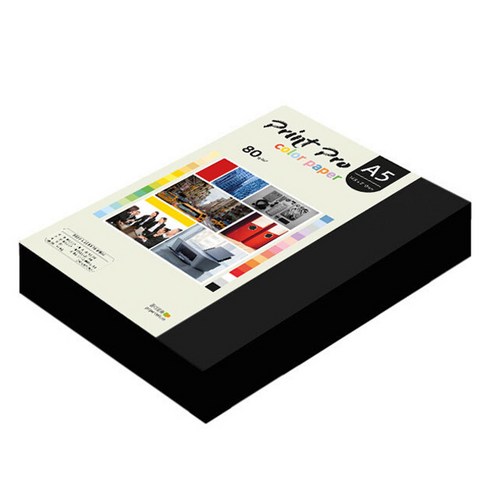 종이문화 프린트프로 칼라복사지 No 32 블랙, 500개, A5