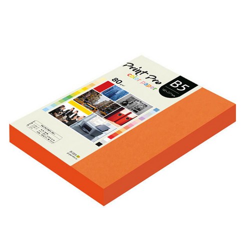 종이문화 프린트프로 칼라복사지 80g No 28 로얄오렌지, B5, 340개