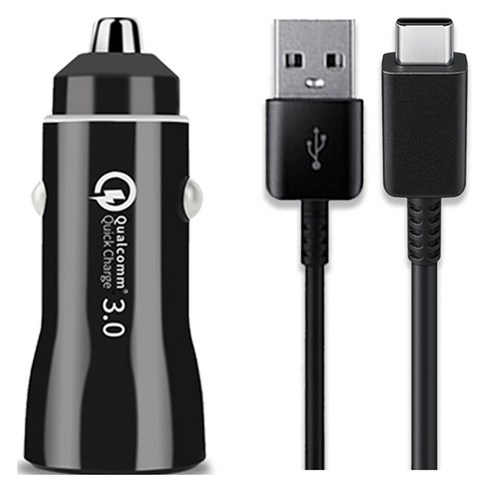 언박싱 유비엑스 차량용 베네치아 퀄컴 3.0 듀얼 2포트 USB 고속 충전기 + C타입 케이블 1.2m 세트, 블랙, ITS-CC03