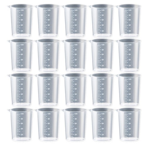 제로캔들 27리빙 손잡이 없는 튼튼한 플라스틱 비커 100ml, 20개