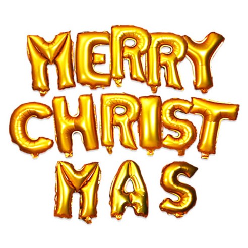 스투피드 MERRY CHRISTMAS 은박 풍선 세트, 골드, 1세트