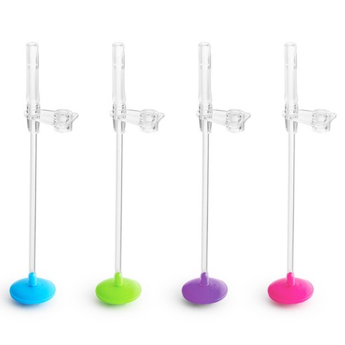 먼치킨 손잡이 추 빨대컵 207ml 교체용 빨대 리필 4종 세트, 1세트, 블루+그린+퍼플+핑크