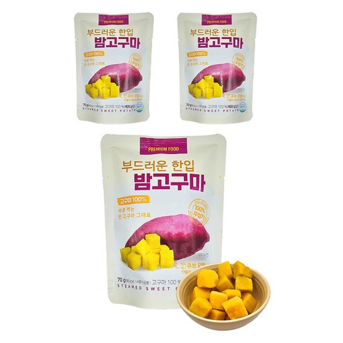 해맑음 부드러운 한입 밤고구마, 3개, 70g