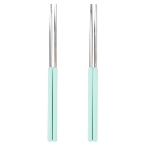 이지실리 컬러 실리콘 핸들 스텐304 진공 젓가락, 민트, 단품, 2개