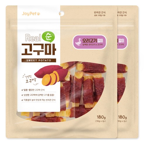 조이펫 강아지 리얼 순 건조간식, 혼합맛(고구마/오리고기), 180g, 2개