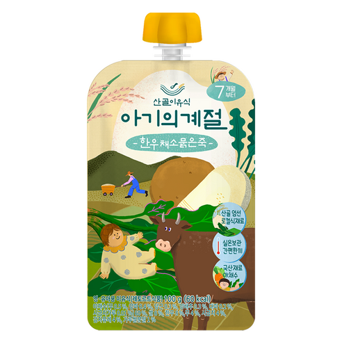 에코맘의산골이유식 아기의 계절 한우 채소 묽은죽, 100g, 1개