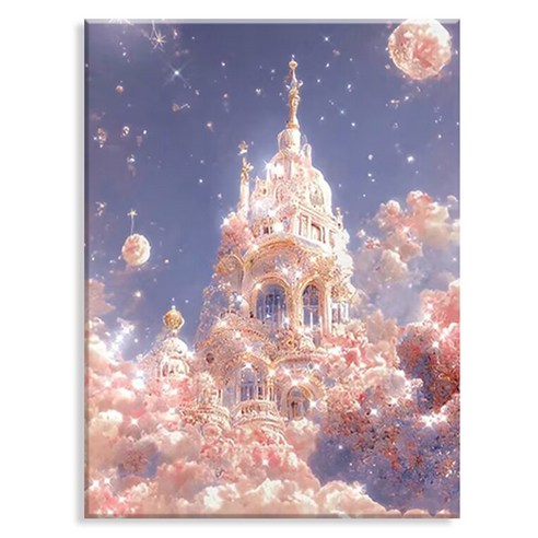엔픽아트 캔버스형 보석 십자수 DIY 세트 40 x 50cm, MK143 풍경 구름 위 꿈의 궁전, 1개