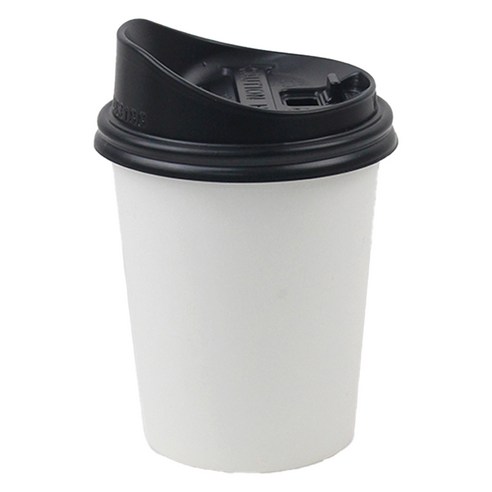 아이엔피 종이컵 화이트무지 300ml 50p + 롱개폐 뚜껑 50p 세트, 1세트