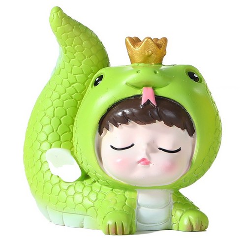 아티홈 뱀띠해 귀여운 꿈꾸는 아기 공예 장식품 TYPE04, 그린