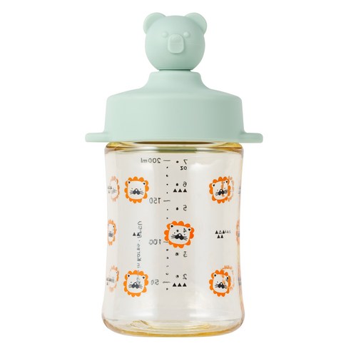 아키움 유아용 곰돌이 PPSU 빨대컵 200ml, 민트, 1개