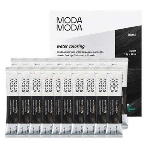 모다모다 더 순한 물염색제 20p, 블랙, 200g, 1개