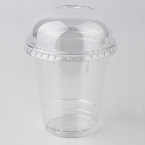 투고팩 PET 아이스컵 240ml + 무타공 돔 뚜껑 세트, 50세트
