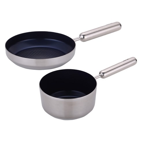 네오플램 인덕션 엣지 IH 스텐 프라이팬 세트 2개, 블루, 1세트, 소스팬 18cm + 프라이팬 20cm