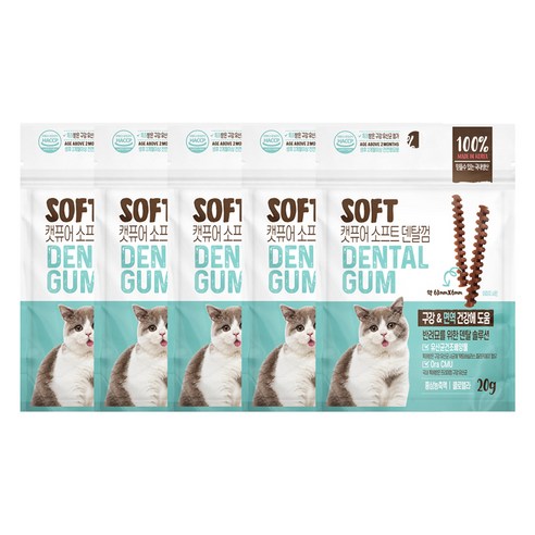 캣퓨어 고양이 소프트 덴탈껌 D&I, 20g, 5개, 혼합맛(생선/닭고기)