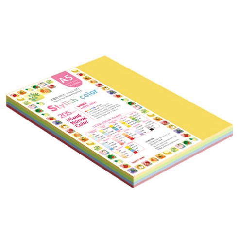 종이문화 SN 스타일리쉬 노멀 두꺼운 혼합색지 205g 12 Vivid Tone, 50개, A5