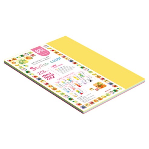 종이문화 SN 스타일리쉬 노멀 두꺼운 혼합색지 205g 12 Vivid Tone, 17개, 8절