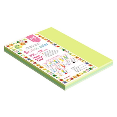 종이문화 스타일리쉬 두꺼운 혼합색지 05 SN Green Tone 205g, 50개, A5