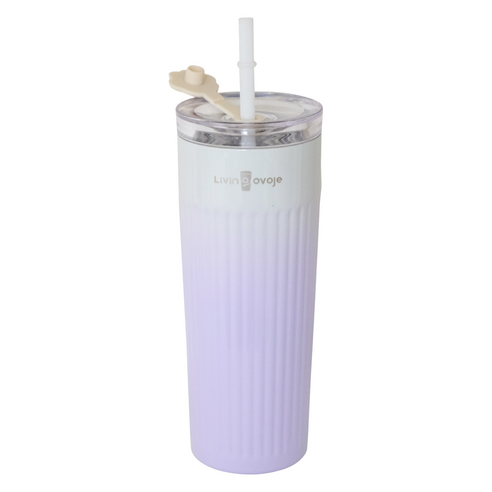 리빙오보제 그라데이션 슬림핏 스트로우 텀블러, 1개, 500ml, 퍼플