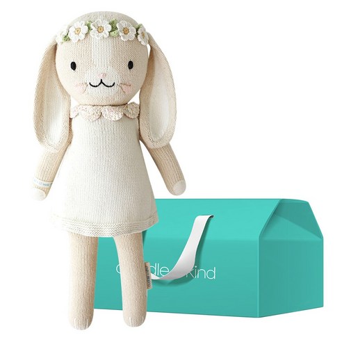 커들앤카인드 100% 핸드메이드 애착인형 + gift box 세트, 리틀 한나 버니 아이보리(인형), 1세트