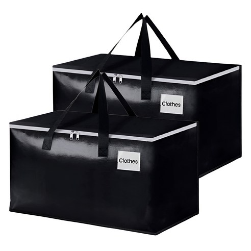 로이홈 대용량 PE 고급 수납 정리 이사 가방 90L, 블랙, 2개
