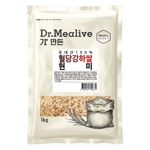 밀리브 혈당강하쌀 현미, 1kg, 1개