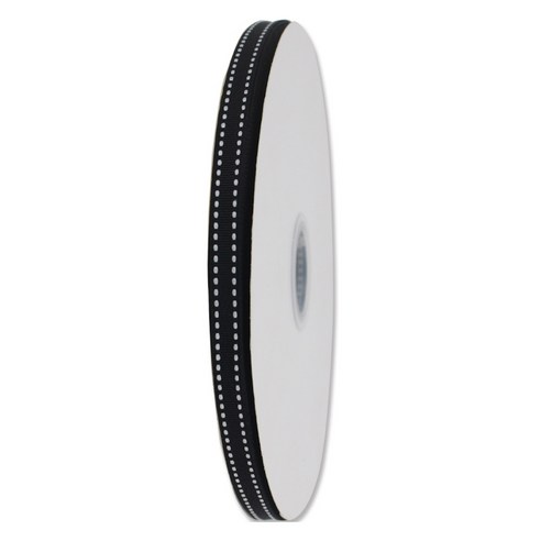 아이엔피 2줄 스티치 리본 10mm, 블랙, 1개, 45m