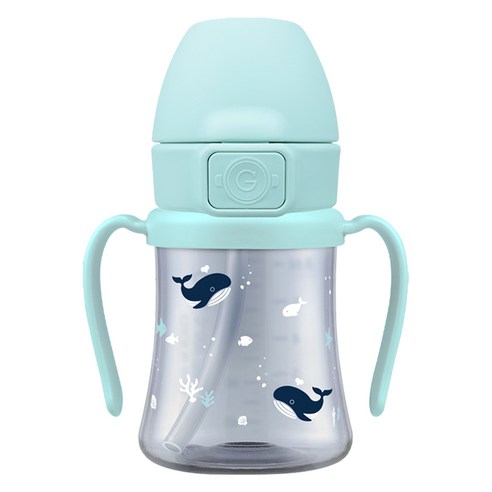그로미미 유아용 PPSU 아기고래 빨대컵 200ml, 크리미 블루, 1개