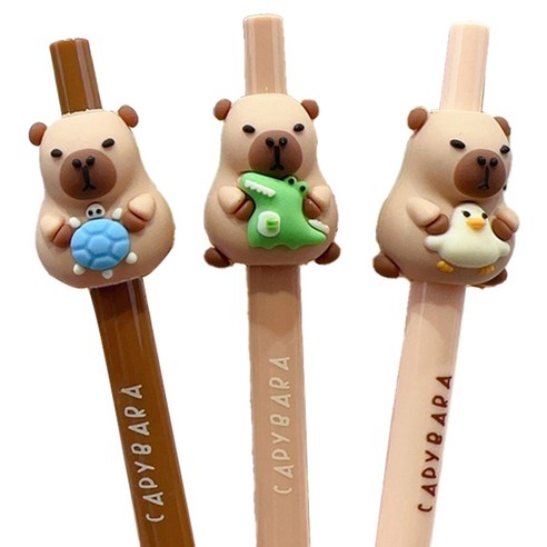 아트조이 카피바라 클릭 젤 잉크펜 0.5mm 3종 세트, 혼합색상, 1세트