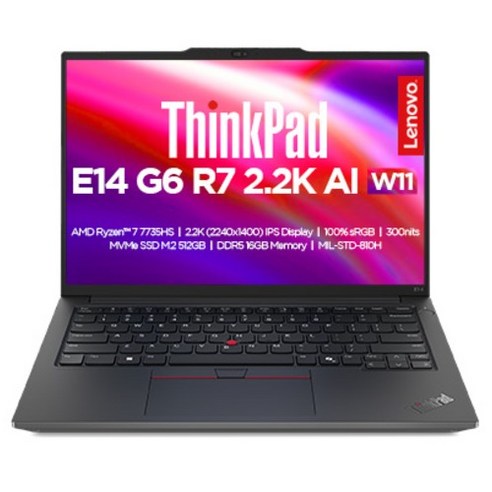 레노버 2025 씽크패드 E14 G6 라이젠7 라이젠 7000 시리즈, Black, 512GB, 16GB, WIN11 Home, 21M3006TKR