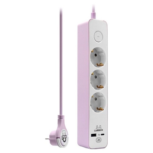 러그박스 고속충전 USB C타입 고용량 멀티탭 3구 3500W 퍼플핑크, 1개, 1.5m