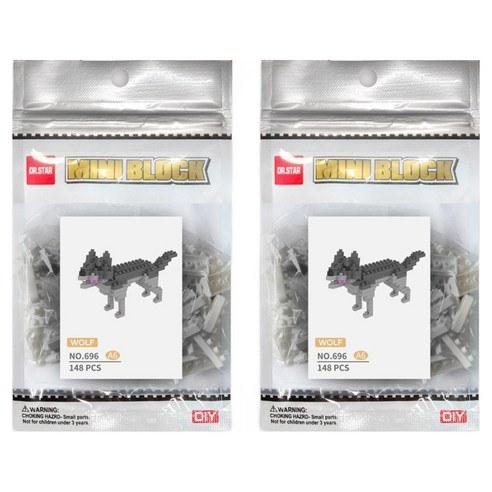 닥터스타 WISEHAWK 늑대D 나노블럭 696-A6dr, 혼합색상, 2개