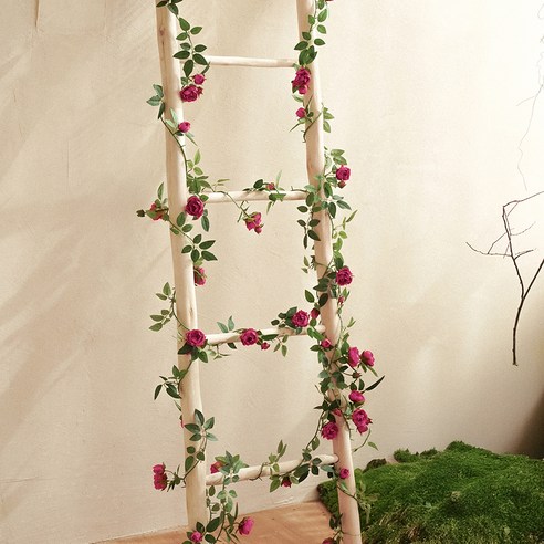 플라우스302 조화 장미 넝쿨 장식 145cm, 자주, 1개