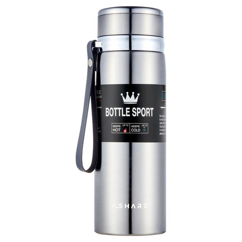 어쉐어 심플 거름망 휴대용 보온 보냉 병, 실버, 800ml, 1개