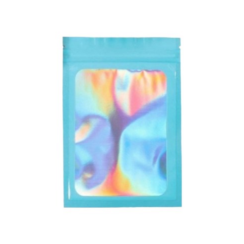 올하이 컬러풀 오로라 다용도 OPP 소품 포카 포장 지퍼백 슬리브 포장봉투 7.5 x 10 cm, 100개, 블루