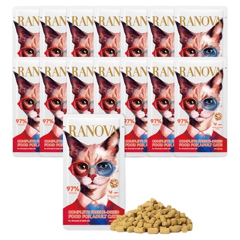 RANOVA 페슬러 고양이 라노바 동결건조 사료, 닭+연어, 8g, 15개