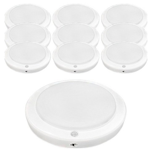 LED 방습 스마트 원형 센서등 15W, 화이트 + 주광색, 10개