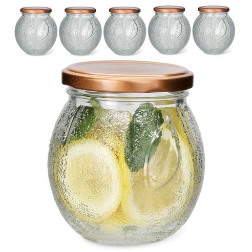 미르 홈메이드 과일청 레몬 골드캡 유리병, 6개, 300ml