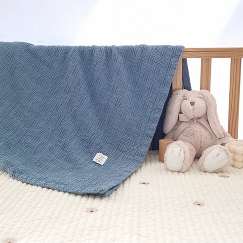 아이레빗 유아용 사계절 순면 에어리코튼 블랭킷, 블루