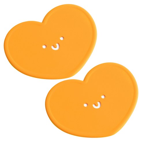에이드엘 펀칭하트 실리콘 컵받침, 머스타드, 2개