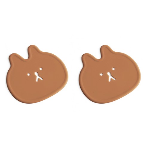 에이드엘 펀칭래빗 실리콘 컵받침, 카라멜, 2개
