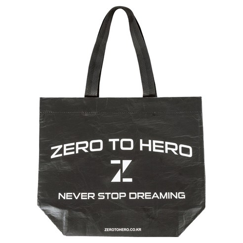 제로투히어로 미니멀 리유저블 쇼핑 에코백, Black, 1개